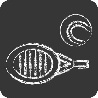 Tenis Spor Sembolü ile ilgili Icon Zıplama 2. Tebeşir stili. Basit tasarım çizimi