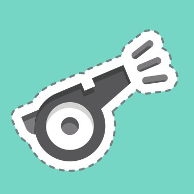 Çıkartma çizgisi Whistle 'ı kesti. Tenis Spor Sembolü ile ilgili. Basit tasarım çizimi