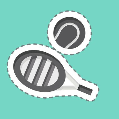 Çıkartma çizgisi Tenis 'i kesti. Tenis Spor Sembolü ile ilgili. Basit tasarım çizimi