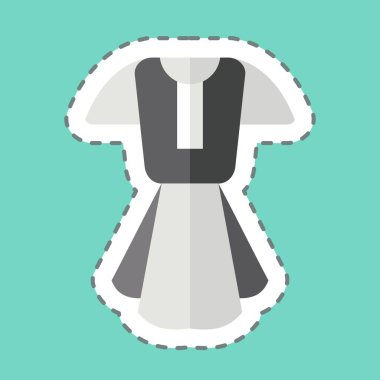 Etiket çizgisi. Elbise kesimi. Tenis Spor Sembolü ile ilgili. Basit tasarım çizimi