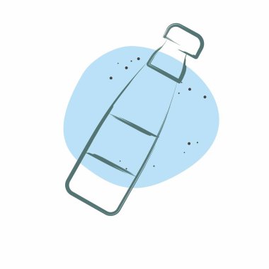 Simge Su Şişesi. Tenis Spor Sembolü ile ilgili. Renkli Leke Biçimi. Basit tasarım çizimi