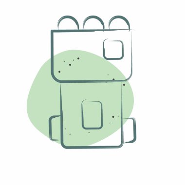 İkon Tenis Makinesi. Tenis Spor Sembolü ile ilgili. Renkli Leke Biçimi. Basit tasarım çizimi