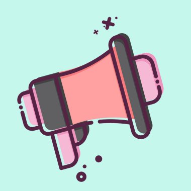 Simge megafonu. Tenis Spor Sembolü ile ilgili. MBE tarzı. Basit tasarım çizimi