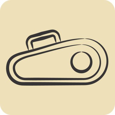 Simgesel Spor Çantası. Tenis Spor Sembolü ile ilgili. El çizimi tarzı. Basit tasarım çizimi