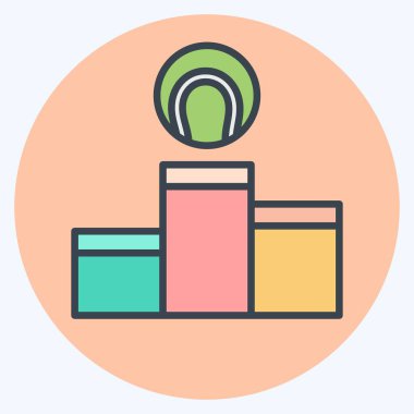 Simge kürsüsü. Tenis Spor Sembolü ile ilgili. renk arkadaşı stili. Basit tasarım çizimi