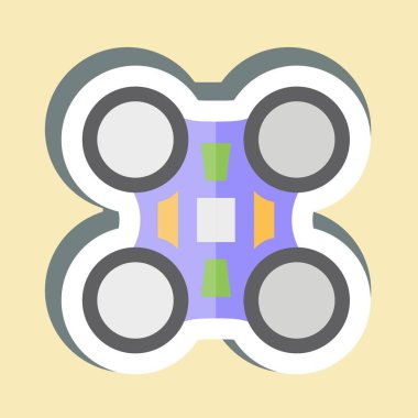 Çıkartmalı Tarım Dronu. Drone sembolüyle ilgili. Basit tasarım çizimi