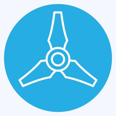 Simge Üç Bıçak Pervanesi. Drone sembolüyle ilgili. Mavi gözlü. Basit tasarım çizimi