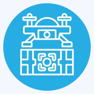 Simge Hedef Konumu. Drone sembolüyle ilgili. Mavi gözlü. Basit tasarım çizimi