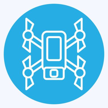 İkon Keşif Dronu. Drone sembolüyle ilgili. Mavi gözlü. Basit tasarım çizimi