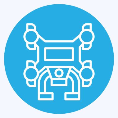 Icon Drone. Drone sembolüyle ilgili. Mavi gözlü. Basit tasarım çizimi
