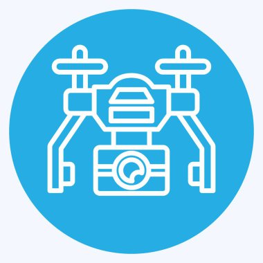 Simge Otomatik İHA. Drone sembolüyle ilgili. Mavi gözlü. Basit tasarım çizimi