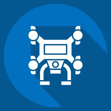 Icon Drone. Drone sembolüyle ilgili. Uzun gölge tarzı. Basit tasarım çizimi