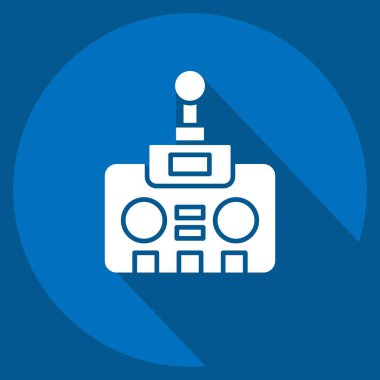 Simge İHA Kontrolörü. Drone sembolüyle ilgili. Uzun gölge tarzı. Basit tasarım çizimi