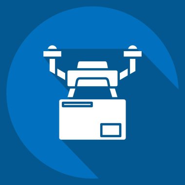 İkon İHA Lojistiği. Drone sembolüyle ilgili. Uzun gölge tarzı. Basit tasarım çizimi