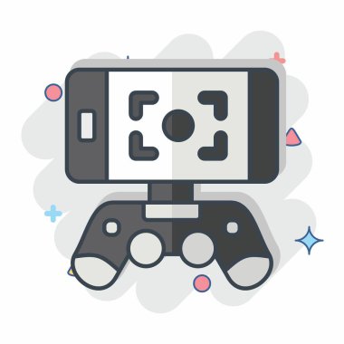 Simge Akıllı Telefon Holder. Drone sembolüyle ilgili. Çizgi roman. Basit tasarım çizimi