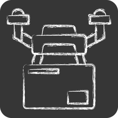 İkon İHA Lojistiği. Drone sembolüyle ilgili. Tebeşir stili. Basit tasarım çizimi