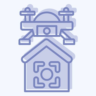 Simge İHA konumu. Drone sembolüyle ilgili. İki ton stili. Basit tasarım çizimi