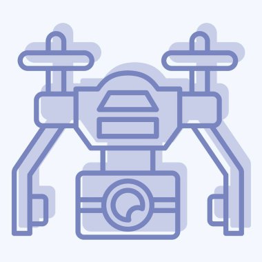 Simge Otomatik İHA. Drone sembolüyle ilgili. İki ton stili. Basit tasarım çizimi