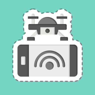 Çıkartma hattı Smartphone Kontrol 'ü kesti. Drone sembolüyle ilgili. Basit tasarım çizimi