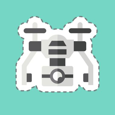 Çıkartma hattı otomatik İHA 'yı kesti. Drone sembolüyle ilgili. Basit tasarım çizimi