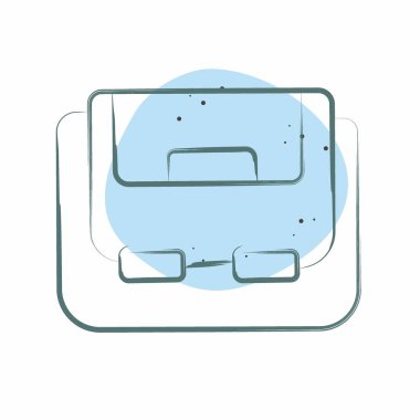 Simge Omuz Torbası. Drone sembolüyle ilgili. Renkli Leke Biçimi. Basit tasarım çizimi