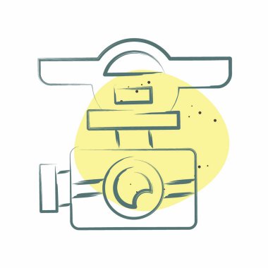 Icon Drone Kamerası. Drone sembolüyle ilgili. Renkli Leke Biçimi. Basit tasarım çizimi