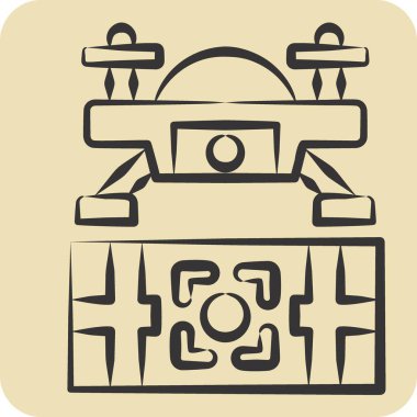 Simge Hedef Konumu. Drone sembolüyle ilgili. El çizimi tarzı. Basit tasarım çizimi