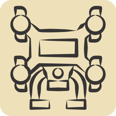 Icon Drone. Drone sembolüyle ilgili. El çizimi tarzı. Basit tasarım çizimi