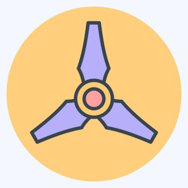 Simge Üç Bıçak Pervanesi. Drone sembolüyle ilgili. renk arkadaşı stili. Basit tasarım çizimi