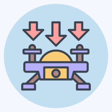 Simge Aşağı Uç. Drone sembolüyle ilgili. renk arkadaşı stili. Basit tasarım çizimi