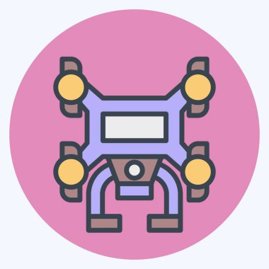 Icon Drone. Drone sembolüyle ilgili. renk arkadaşı stili. Basit tasarım çizimi