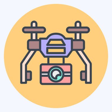 Simge Otomatik İHA. Drone sembolüyle ilgili. renk arkadaşı stili. Basit tasarım çizimi