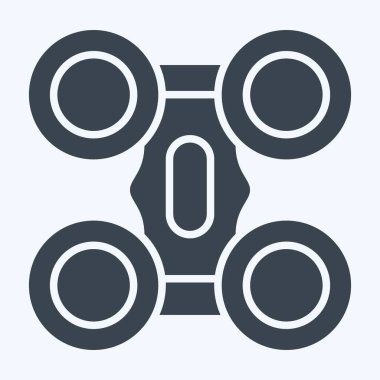 Simge Avlusu Helikopteri. Drone sembolüyle ilgili. Kabartma tarzı. Basit tasarım çizimi