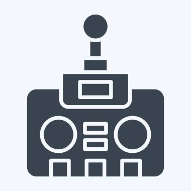 Simge İHA Kontrolörü. Drone sembolüyle ilgili. Kabartma tarzı. Basit tasarım çizimi