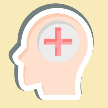 Çıkartma Psikiyatri. Tıbbi Uzmanlık Sembolü ile ilgili. Basit tasarım çizimi