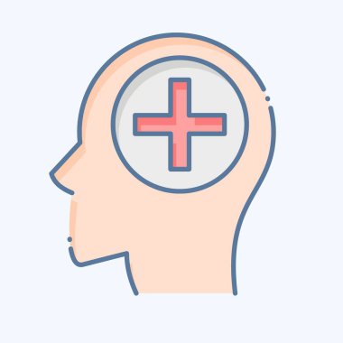 Simge Psikiyatri. Tıbbi Uzmanlık Sembolü ile ilgili. Karalama stili. Basit tasarım çizimi