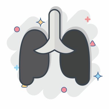 İkon Pulmonolojisi. Tıbbi Uzmanlık Sembolü ile ilgili. Çizgi roman. Basit tasarım çizimi