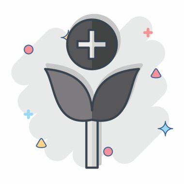 İkon bitkisel ilaç. Tıbbi Uzmanlık Sembolü ile ilgili. Çizgi roman. Basit tasarım çizimi