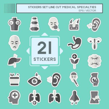 Çıkartma çizgisi tıbbi uzmanlıkları belirliyor. Sağlıklı sembolle ilgili. Basit tasarım çizimi