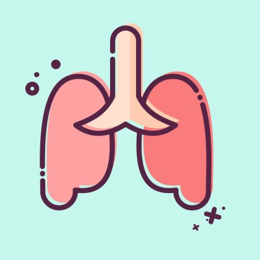 İkon Pulmonolojisi. Tıbbi Uzmanlık Sembolü ile ilgili. MBE tarzı. Basit tasarım çizimi