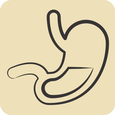 İkon Gastroenteroloji. Tıbbi Uzmanlık Sembolü ile ilgili. El çizimi tarzı. Basit tasarım çizimi