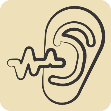 Simge Kulağı Testi. Tıbbi Uzmanlık Sembolü ile ilgili. El çizimi tarzı. Basit tasarım çizimi