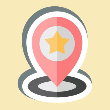 Çıkartma Noktası. Navigasyon sembolüyle ilgili. Basit tasarım çizimi