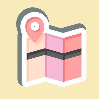 Çıkartma Haritası Arama. Navigasyon sembolüyle ilgili. Basit tasarım çizimi