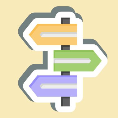 Çıkartma Yön İşareti. Navigasyon sembolüyle ilgili. Basit tasarım çizimi