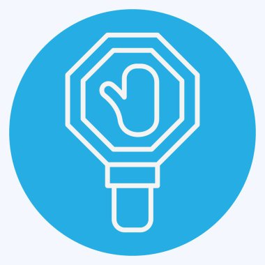 Simge Durağı. Navigasyon sembolüyle ilgili. Mavi gözlü. Basit tasarım çizimi