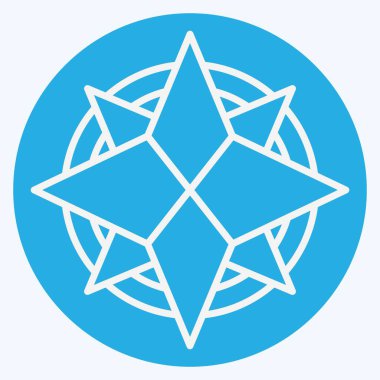 İkon Rüzgâr Gülü. Navigasyon sembolüyle ilgili. Mavi gözlü. Basit tasarım çizimi