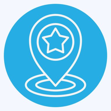 Simge Pin Noktası. Navigasyon sembolüyle ilgili. Mavi gözlü. Basit tasarım çizimi