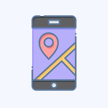 Simge Mobil GPS. Navigasyon sembolüyle ilgili. Karalama stili. Basit tasarım çizimi