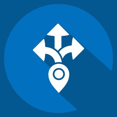 Simge Yönetmeni. Navigasyon sembolüyle ilgili. Uzun gölge tarzı. Basit tasarım çizimi